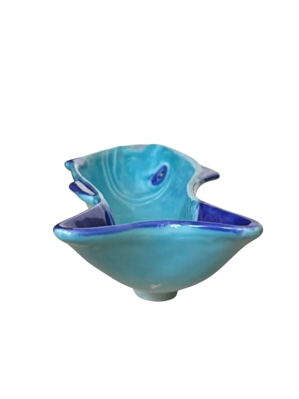 Vietri Italy Hand Painted Turquoise Blue Large 16” Ceramic Fish Serving Platter